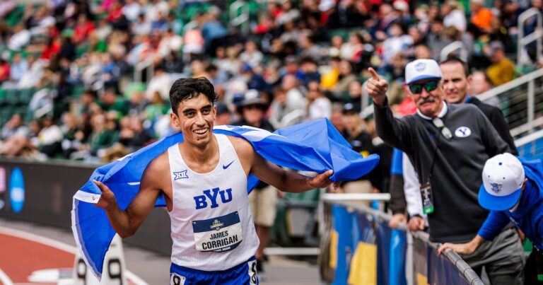 Byu's james corrigan claims ncaa steeplechase title church news