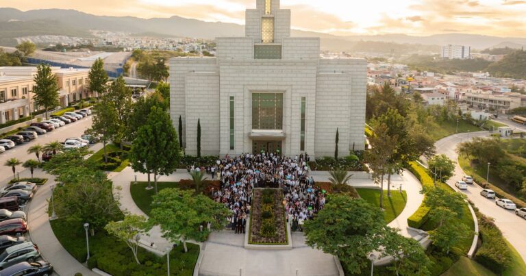 Young single adults unite in a temple in central america